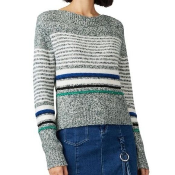 See by Chloé Marled Stripe Wool Blend Sweater Top Women Size XS Knit Boat Neck - Picture 1 of 12